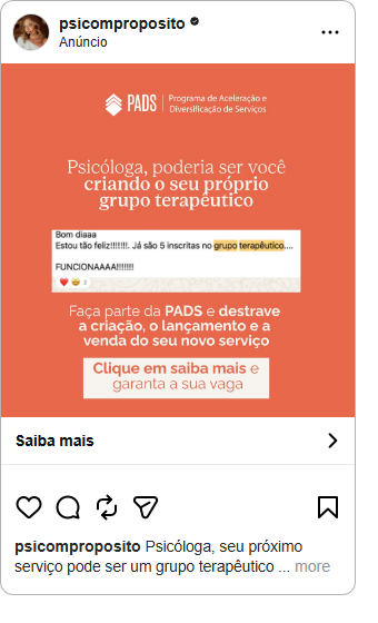 Anúncio PADS criar seu próprio grupo terapêutico